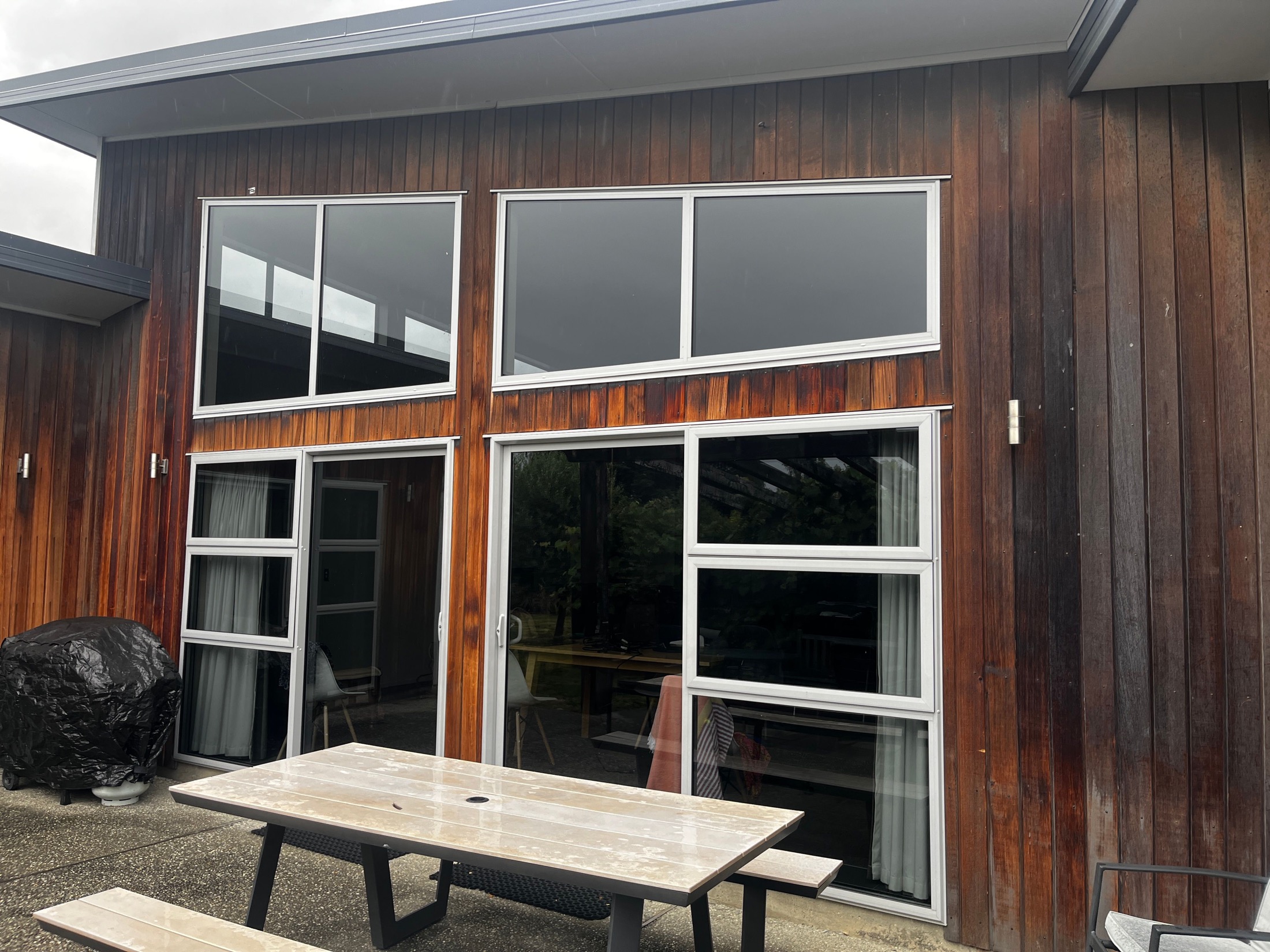 Cedar Exterior Restoration and Stain Refresh in Wānaka - Before 1: Cedar Rear Facade Before Restoration Wanaka