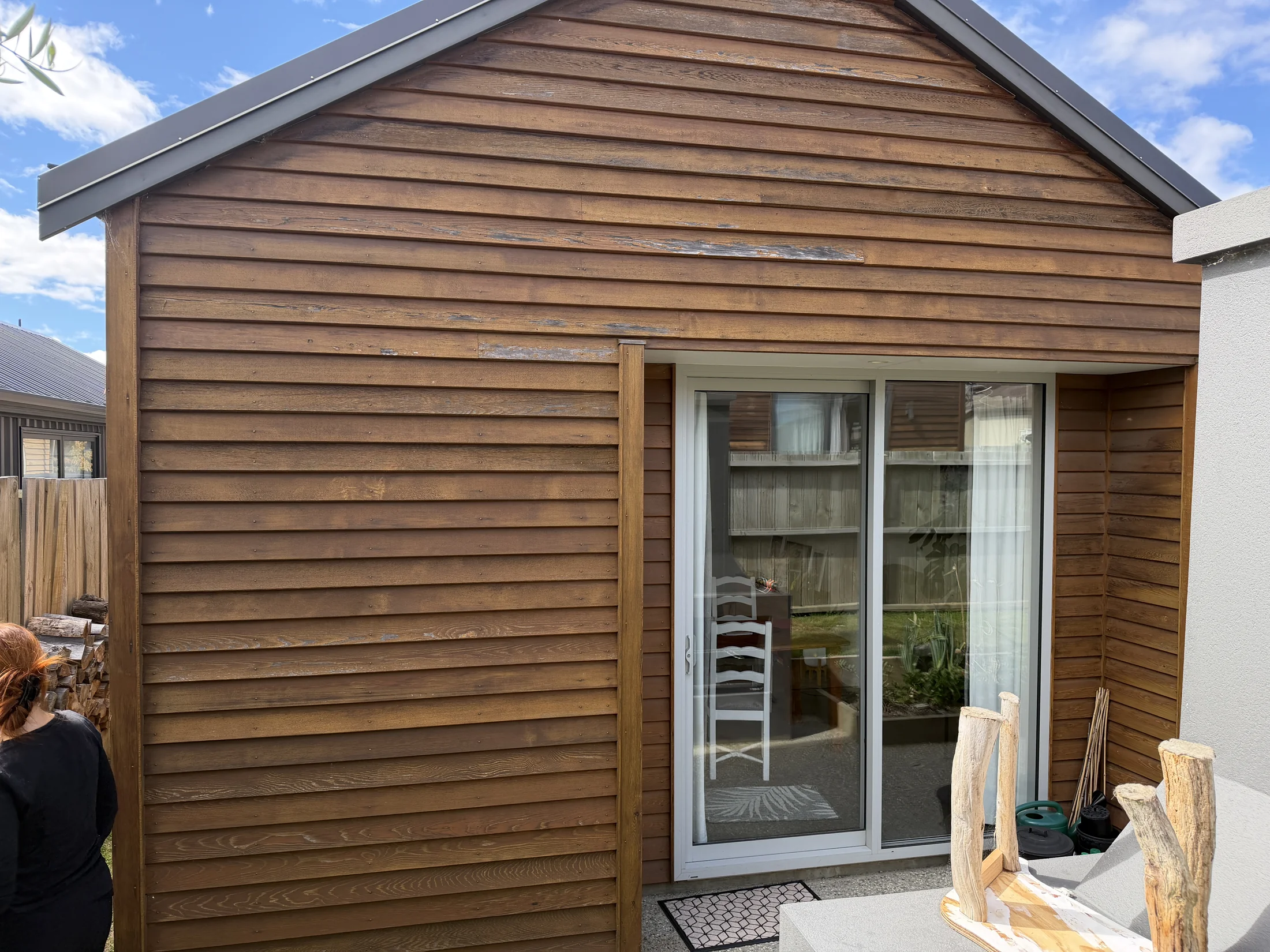 Cedar Maintenance in Northlake, Wānaka - Before 2: Cedar Weatherboard Before Restoration Front Elevation Northlake Wanaka