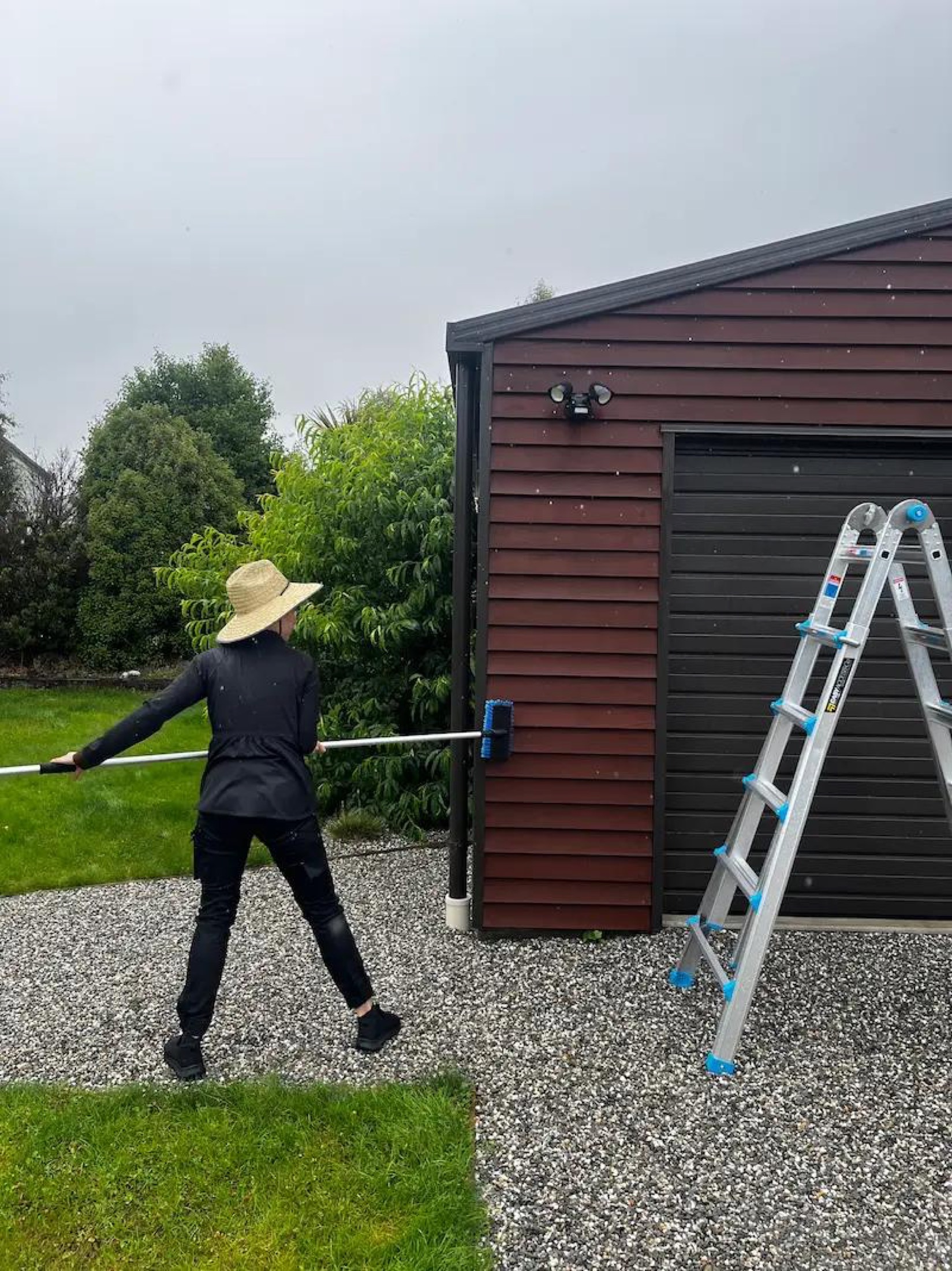 Cedar Refresh in Lake Hawea - Process 5: Washing Cedar Outbuilding Lake Hawea