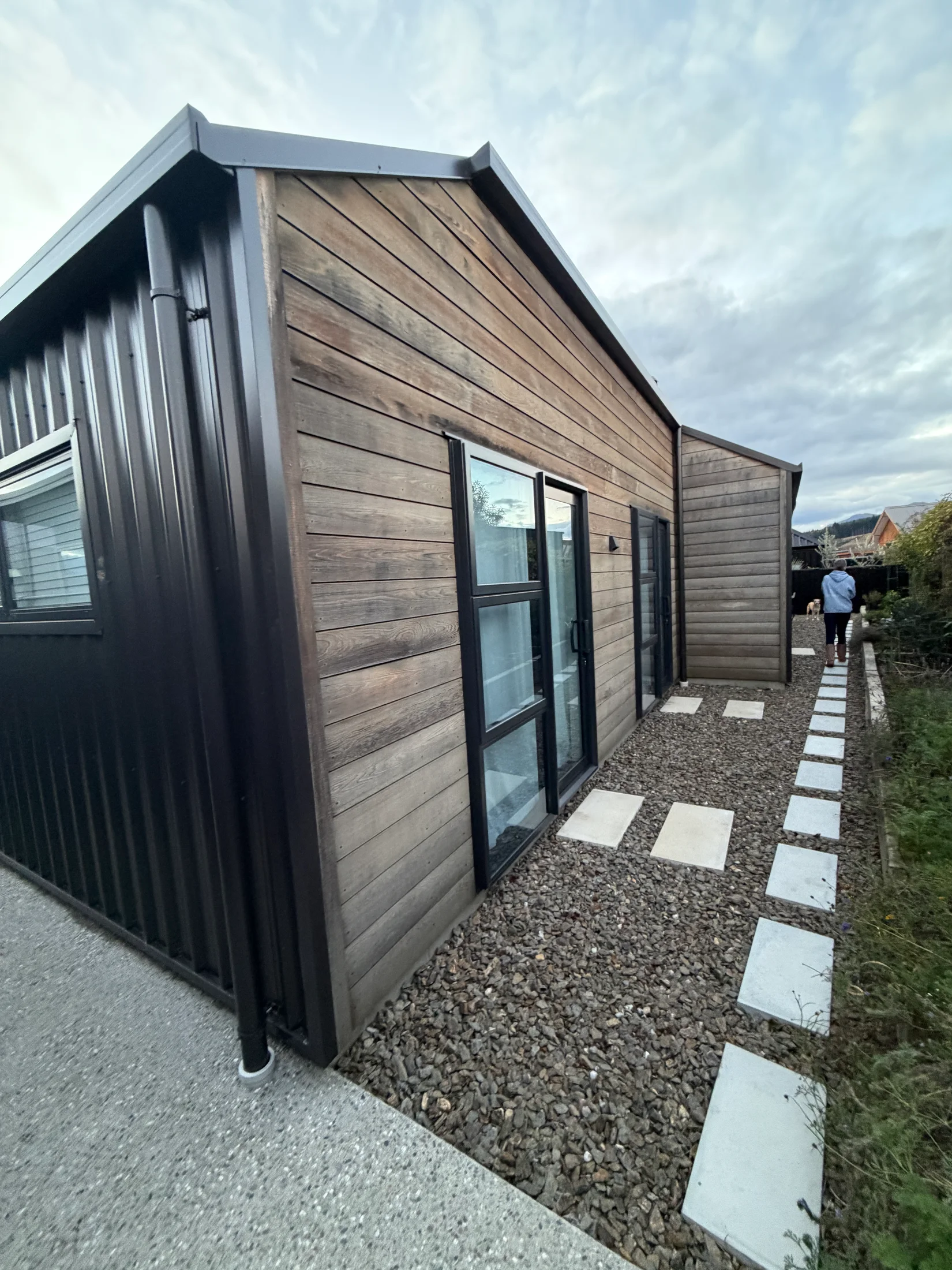 Cedar Wash, Brighten & Oil, Wānaka - Before 3: Weathered Cedar Gable Before Cleaning Wanaka