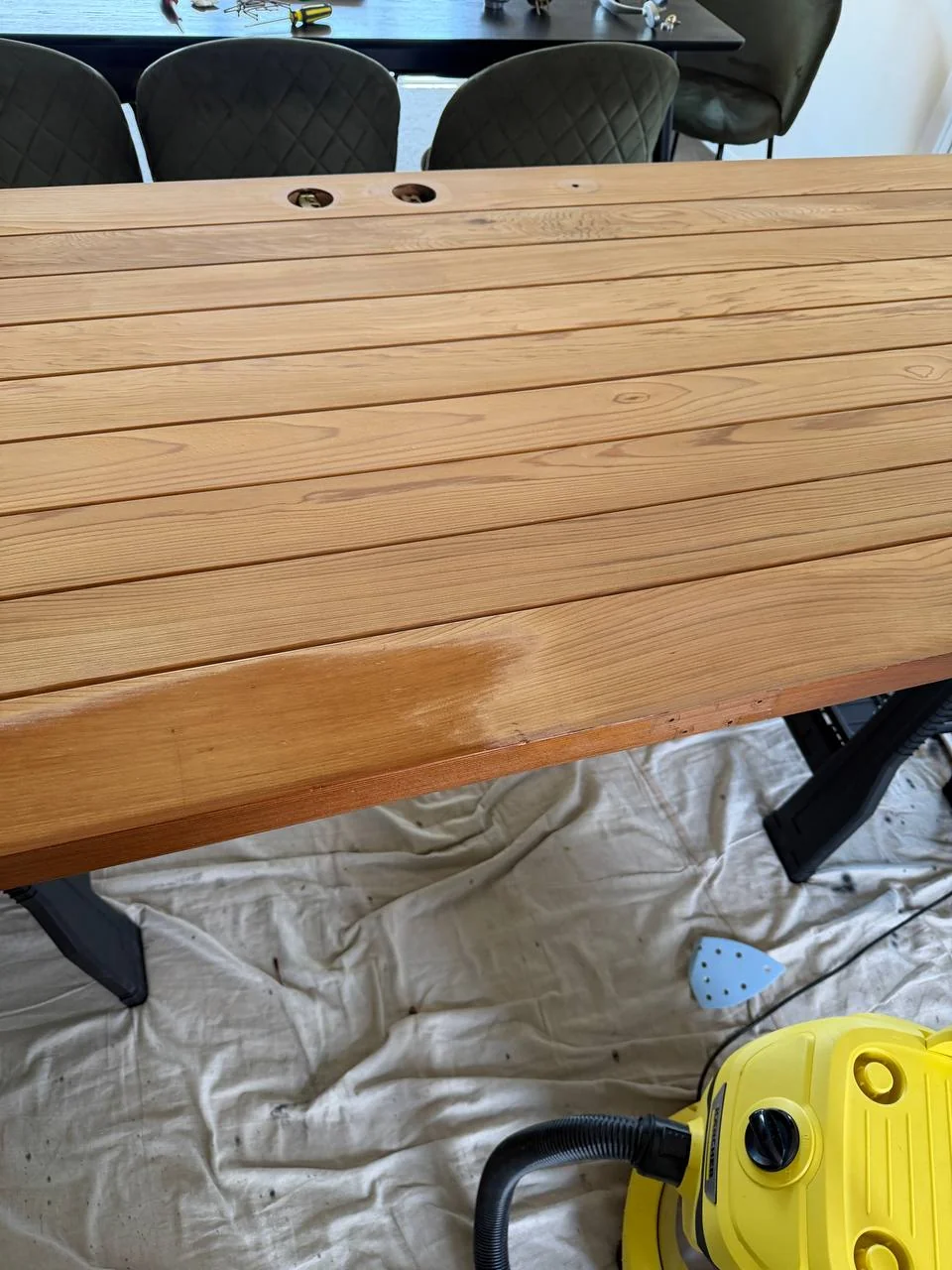 Exterior Repaint & Deck Stain, Albert Town - Process 3: Dining Table Sanded Back To Bare Timber Albert Town