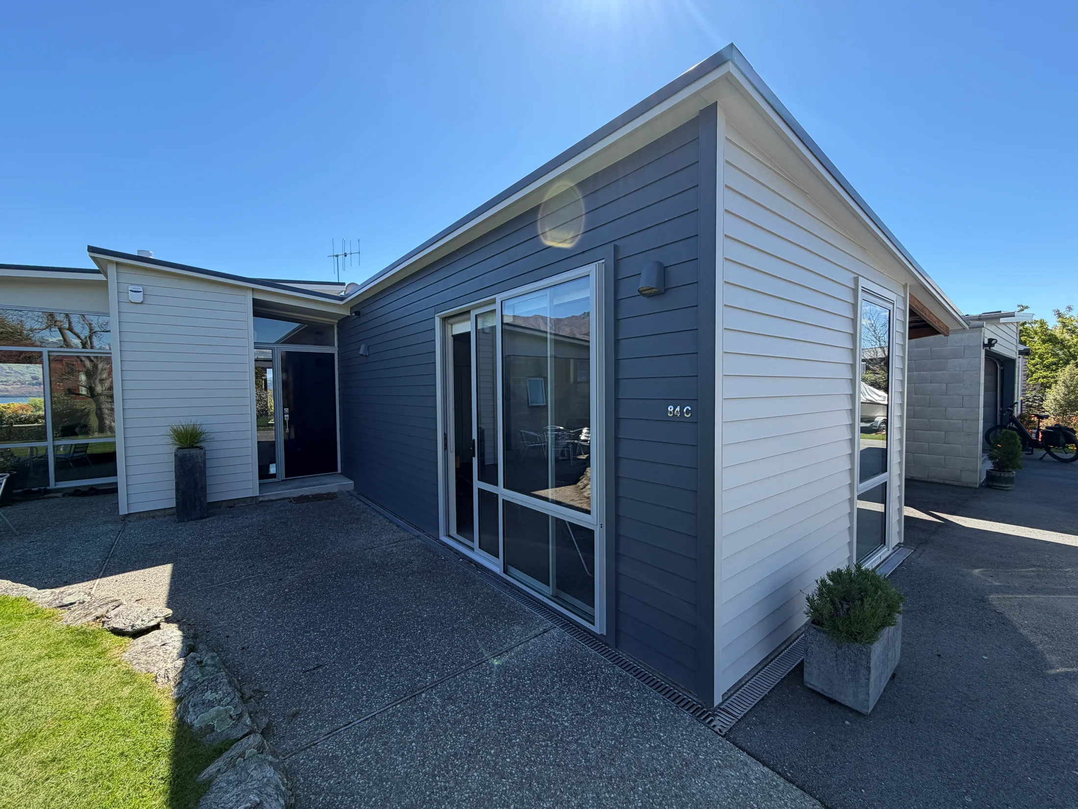 Exterior Repaint & Cedar Maintenance, Wānaka - After 4: Grey And White Weatherboards After Repainting Wanaka