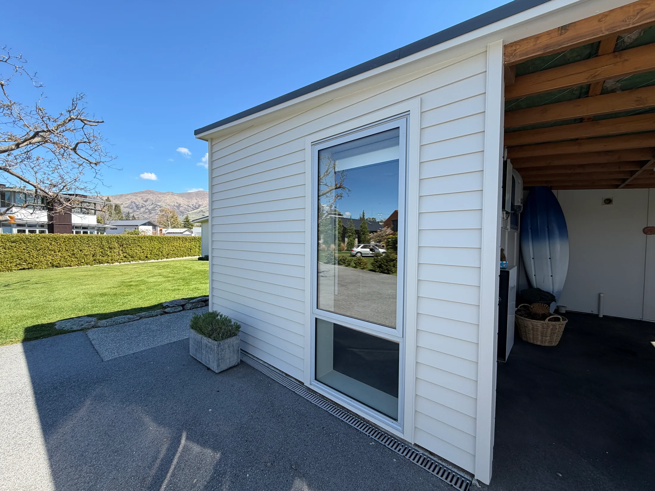 Exterior Repaint & Cedar Maintenance, Wānaka - After 5: White Weatherboards And Eaves After Repainting Wanaka