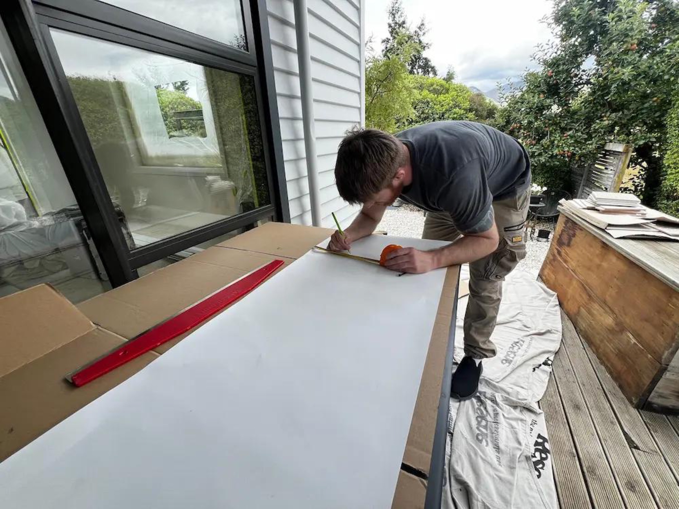 Powder Room Wallpaper Installation - Process 1: Measuring Cutting Wallpaper Drops Lake Hawea