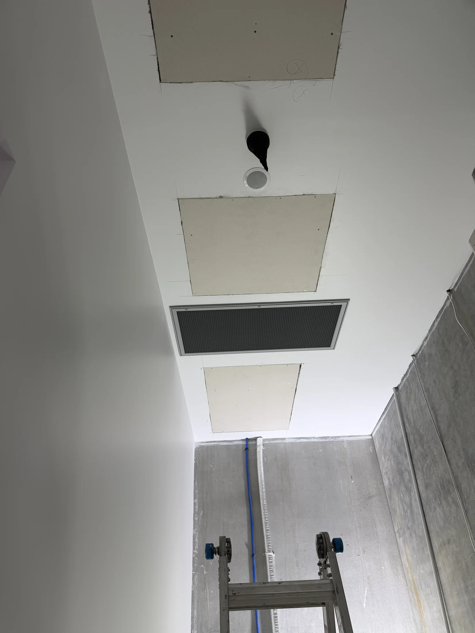 Tank Store Fitout, Three Parks Wanaka - Process 1: Ceiling Patches Before Painting Tank Three Parks Wanaka