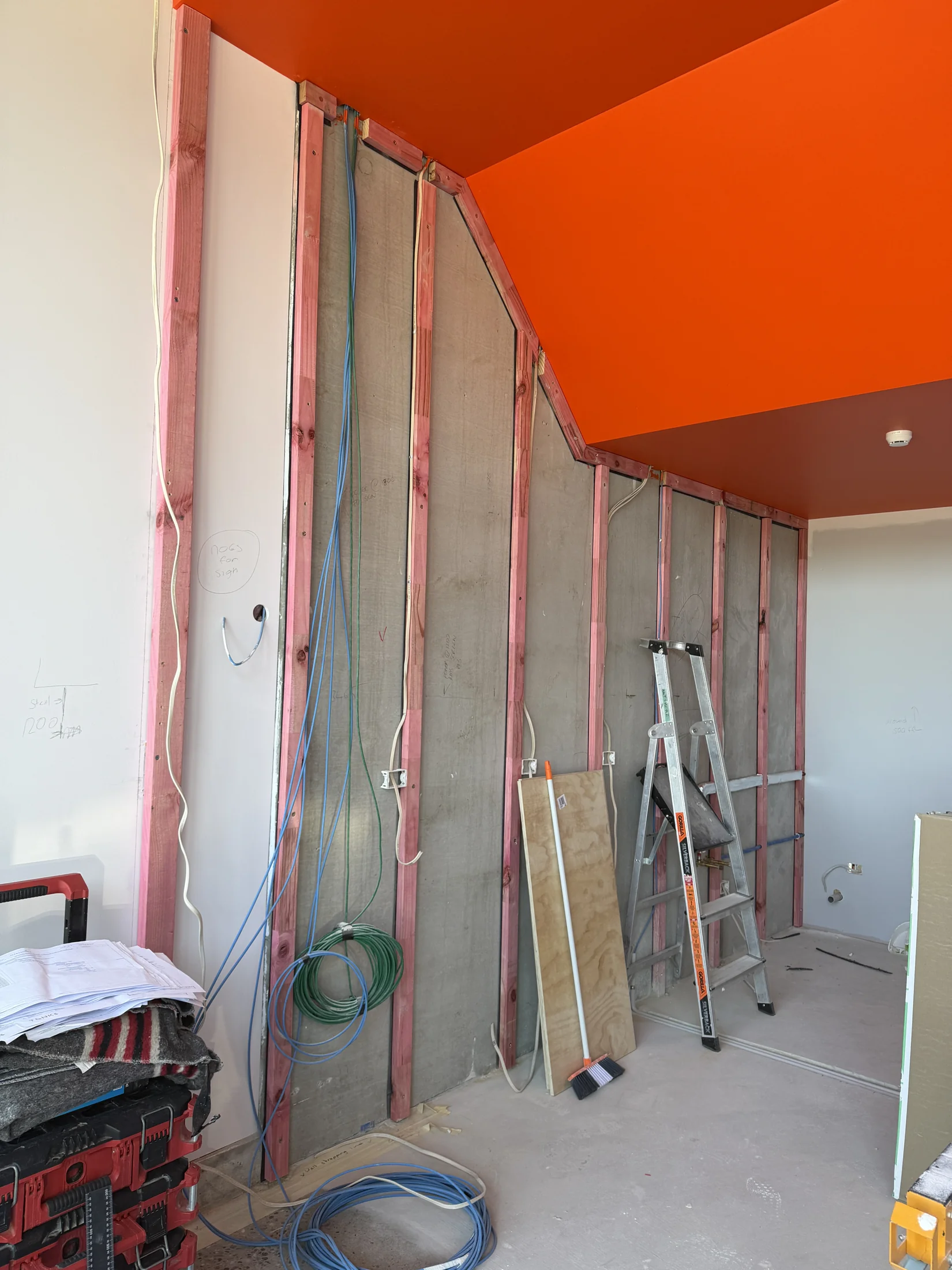 Tank Store Fitout, Three Parks Wanaka - Process 9: Wall Framing Before Lining Tank Store Three Parks Wanaka