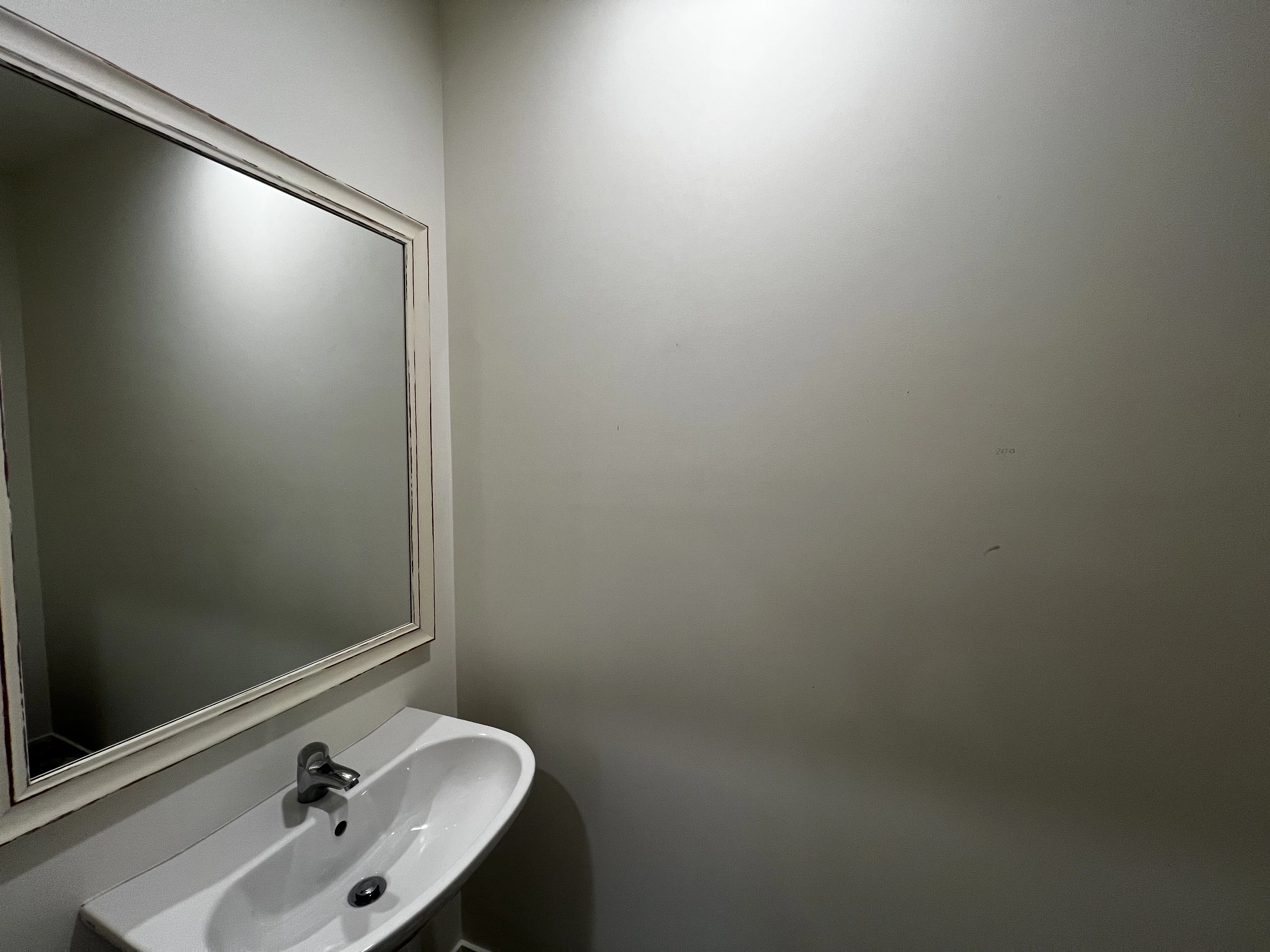 Wallpaper Installation in Wanaka Powder Room - Before 1: Before Wallpaper Installation Powder Room Wanaka Vanity Wall