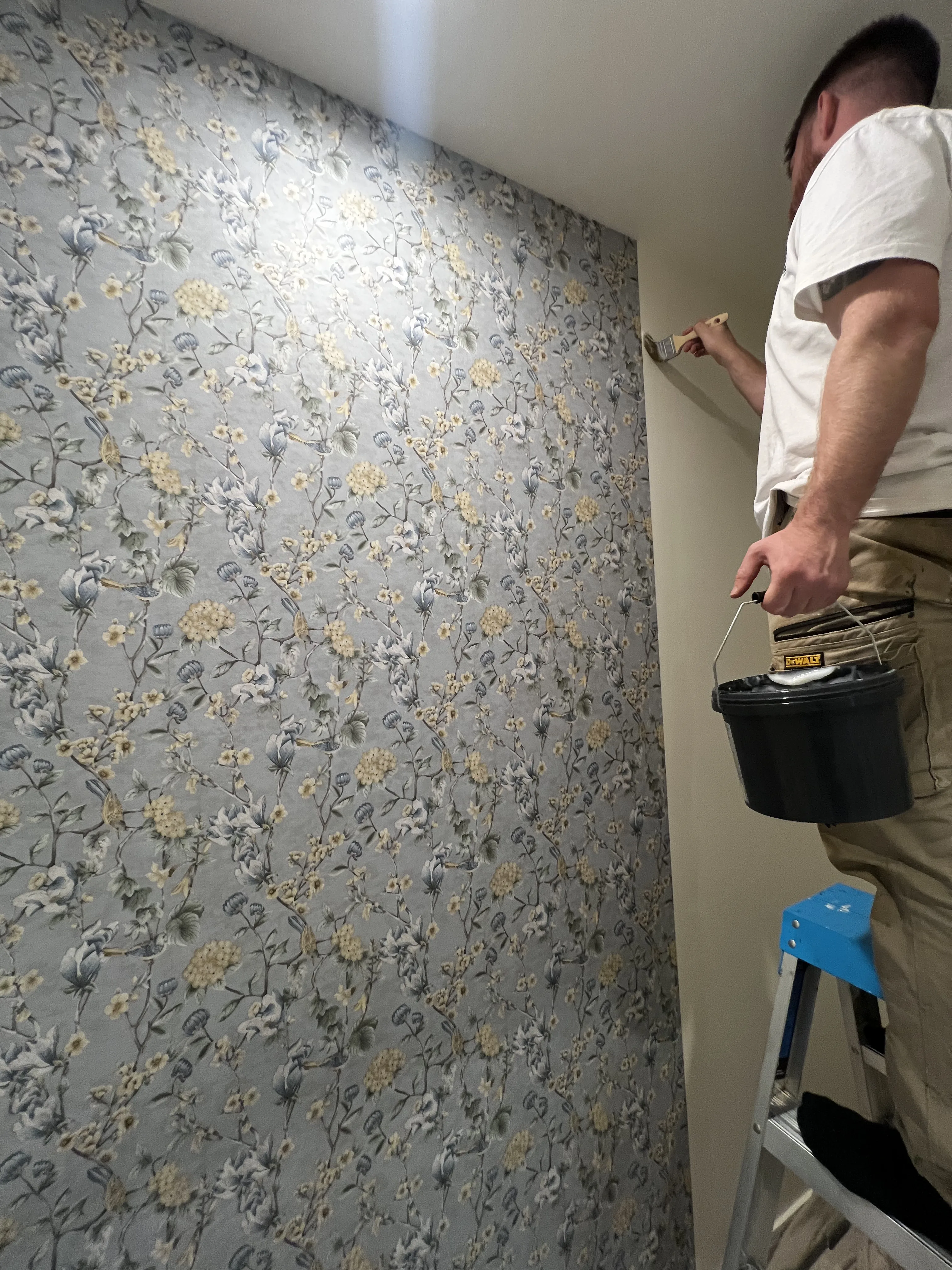 Wallpaper Installation in Wanaka Powder Room - Process 1: Wallpaper Installation Process Powder Room Wanaka Precision Fitting